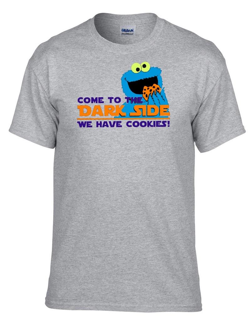 Come to the dark side star we have cookies Cookie Monster Grey T-Shirt -309_Grey-