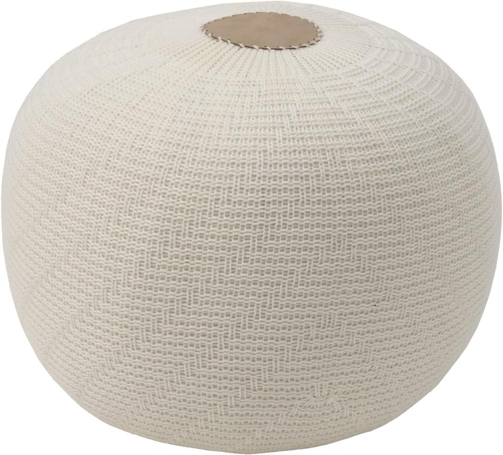 English Home Knitted Pouf Ottoman Foot Rest, Foot Stool for Living Room, Outdoor Ottoman Pouf, Outdoor Foot Rest, Boho Home Decor, Knitted Bean Bag