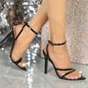 Fashion Comemore 2025 New Sexy Sandals Women Pointed Patent Leather Cross Ankle Straps Thin High Heels Party Street Style Sandales Shoes