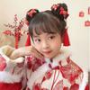 Flower Bow Wig Braid Hair Rope Red Ancient Style Scrunchines Children Hanfu Hair Ring Baby