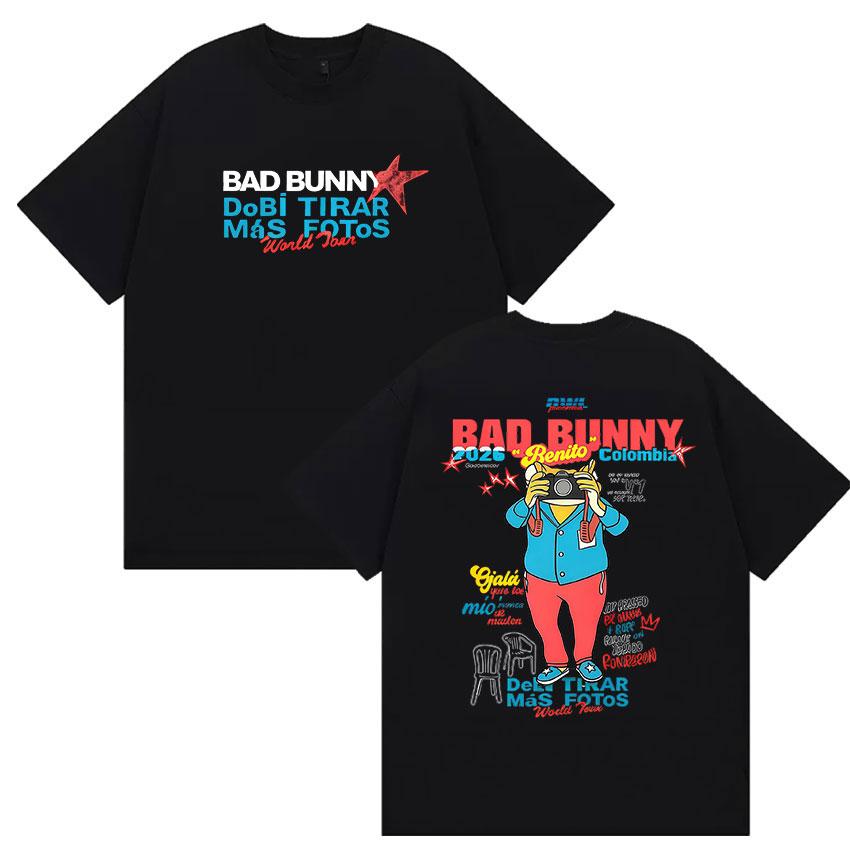 

Rapper Bad Bunny T Shirts Debi Tirar Mas Fotos World Tour 2026 Graphic T-shirt Men Women Vintage O-Neck Oversized Cotton TShi... S разноцветный