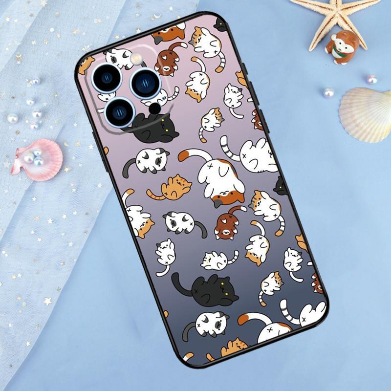 Cute Cartoon Cat Case For iPhone 17 Pro Max 16 15 13 12 11 14 Pro Max Plus 12 13 Mini 16e 17 Air Back Cover