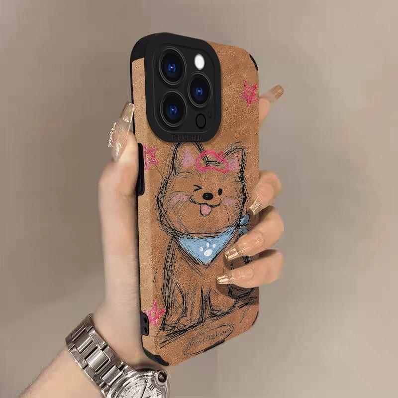 

Cute Cat Lambskin Leather Phone Case For iPhone 17 Pro Max Air 16 15 14 13 12 11 Pro Max Plus X XS MAX XR Hard Back Cover iPhone X