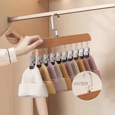 1 PIÈCE Pince à Pantalon en Bois Massif Maison Placard Inoxydable Chapeau Jupe Rangement Rotatif Multi-Pinces Étudiant Dortoir Rangement