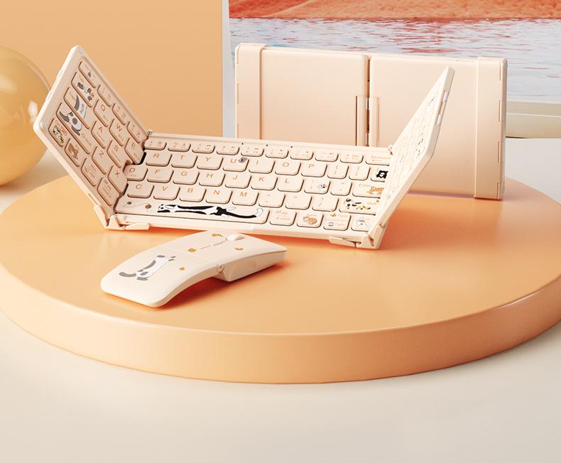 Hagsen HB328 Ultra-Thin Folding Bluetooth Keyboard & Mouse Combo - Cute, Silent Design