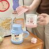 Cute Polka Dot Puppy Couple Water Cup High Value Ceramic Mug with Lid for Home Breakfast Coffee Cup