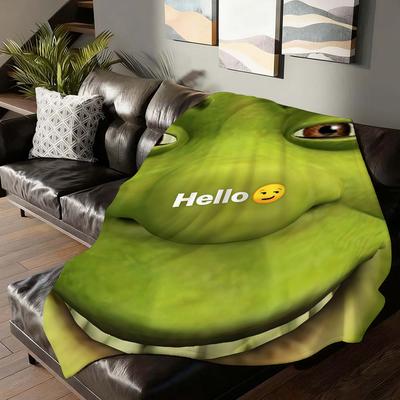 Funny Cartoon S-Sh R-Rek Blanket For Sofa Office Bed Plane Travel Sleep Read Relax Camping Soft And Warm