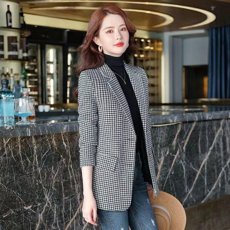 Bird Plaid Blazer Jackets Suit Autumn Fashion Jacket for Women Korean Slim Fit Blazers Suits