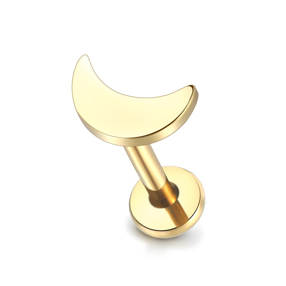 1PC G23 Titanium Labret Piercing Ear Cartilage Earrings Moon Heart Cross Tragus Stud Helix Piercing Punk Body Jewelry