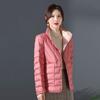 Double-sided two-color two-sided winter stand-up collar light down jacket women's short pressed glue white duck down warm jacket tide
