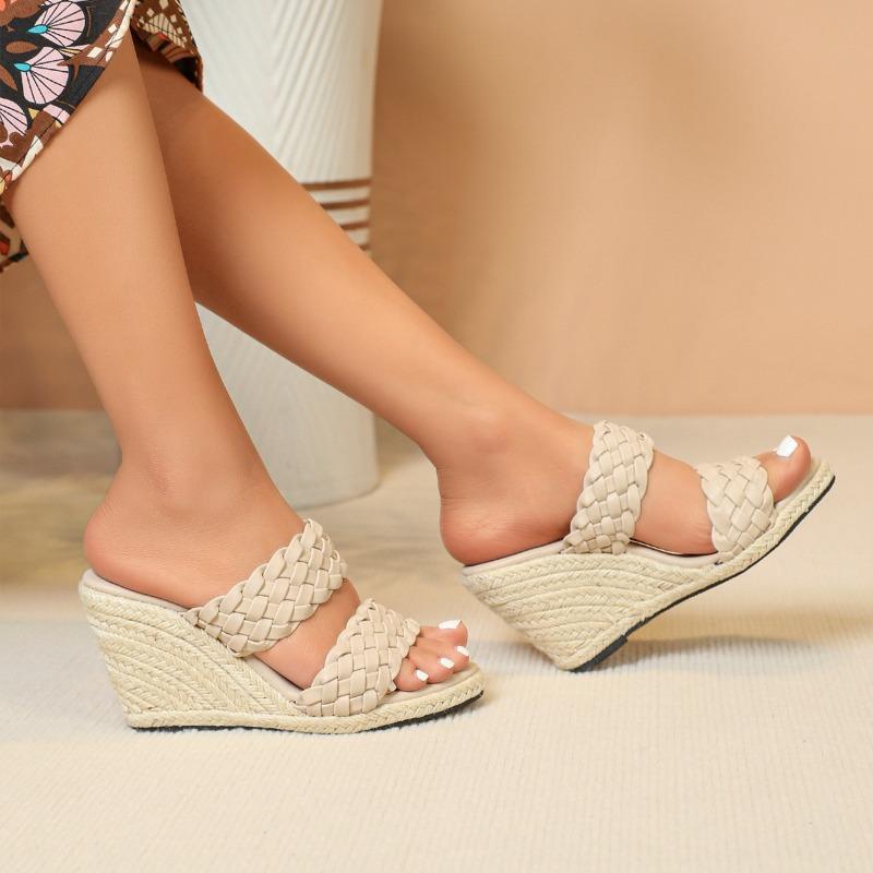 Eilyken/летние соломенные шлепанцы из однотонной ткани — фото 14