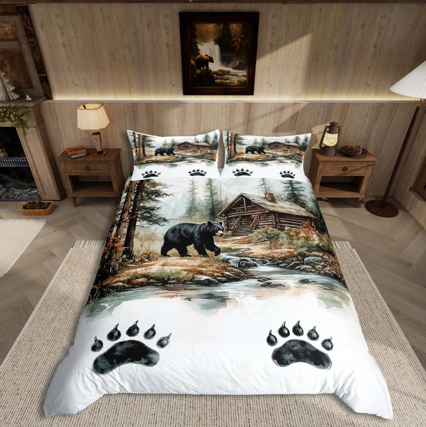 

Homewish Wildlife Wolf Duvet Cover SetWoodland Animal For Teens Bedding SetJungle Safari Decor EU Single(135*200cm)3pcs