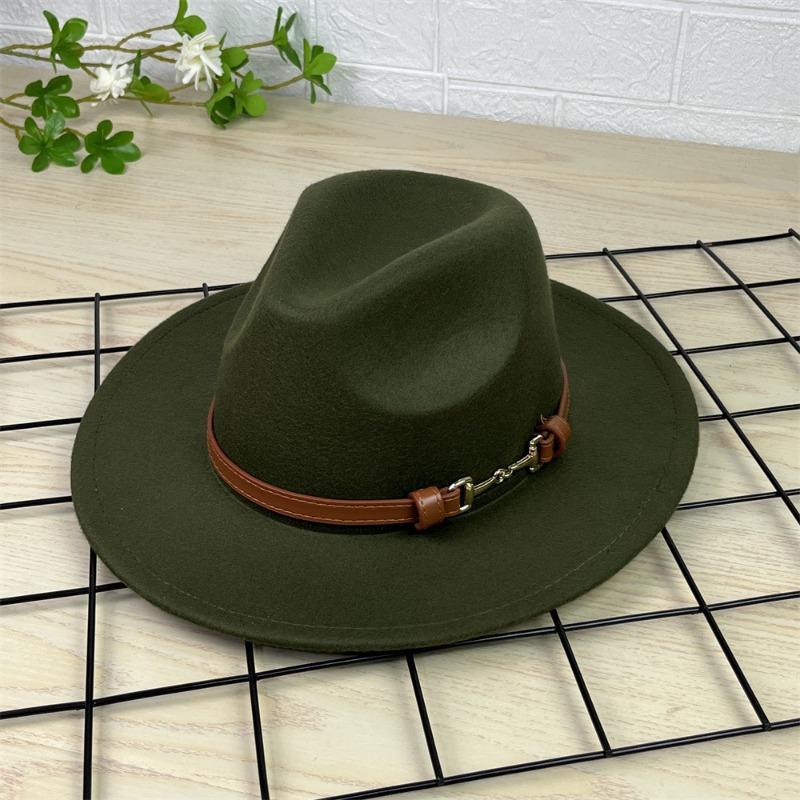 Vintage Gentleman Flat Brim Solid Color Panama Hat With Belt