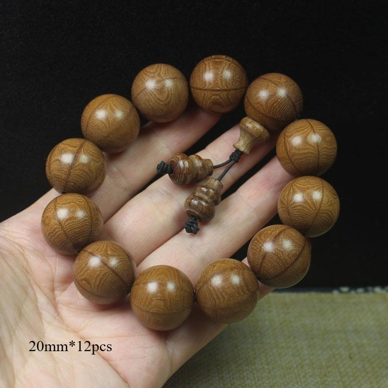 20mm Premium Old Material Liu Dao Mu Bracelet Straight Grain Wooden Buddhist Prayer Beads Wholesale