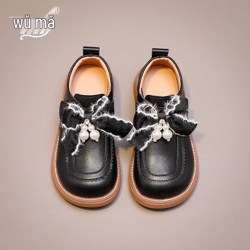 

Wuma Girls Princess Bow Soft Sole Leather Shoes - Spring/Autumn 2025 Collection Size 27, approx. 17.4CM чорний