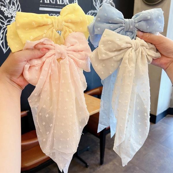 Chiffon fabric bow hair clip retro style hair clip spring clip hair accessories
