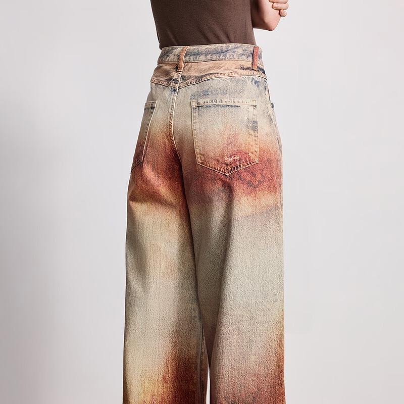 Chuyu Women's Printed Wide-Leg Denim Jeans