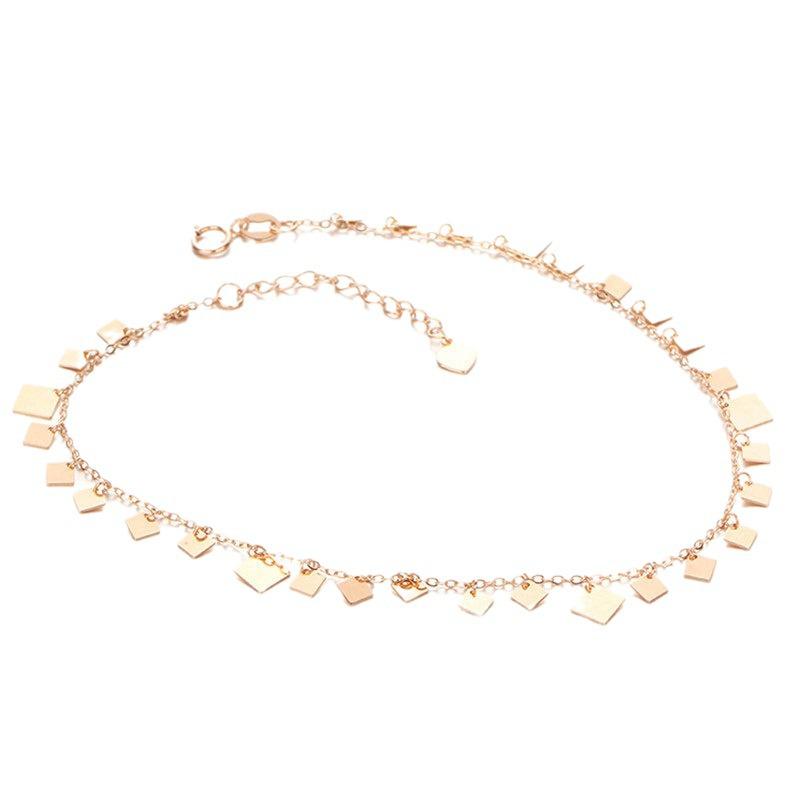 Starry Sky Russian Purple Gold Sparkling Sequin Anklet for Women - Rose Gold Plated