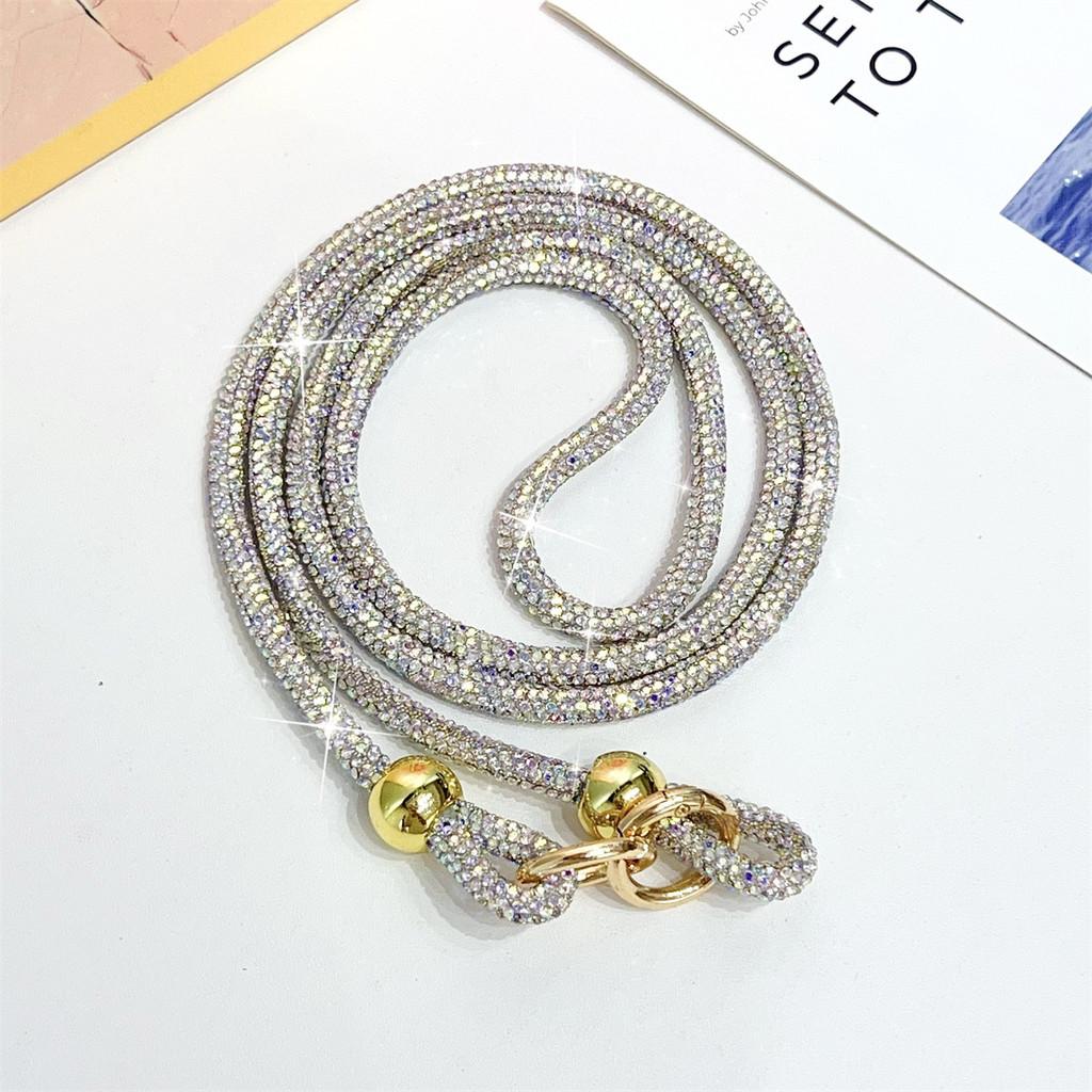 Pvc Phone Lanyard With Full Rhinestone Water Dazzling Crystal Beads For Women And Men
