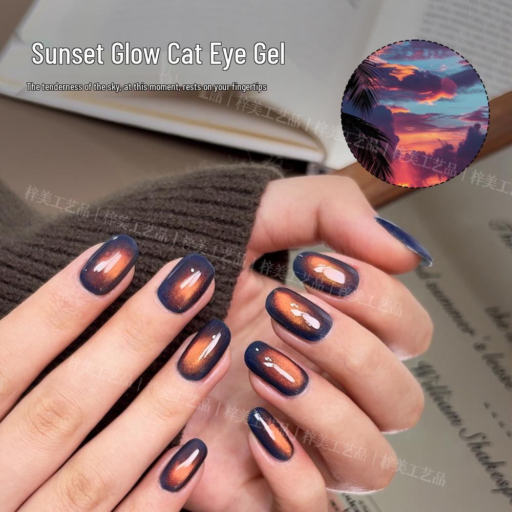 Autumn-Winter Cat Eye Nail Gel: Blue, Purple, Red. Colorful, Whitening, Delicate Silk Glass Beads.