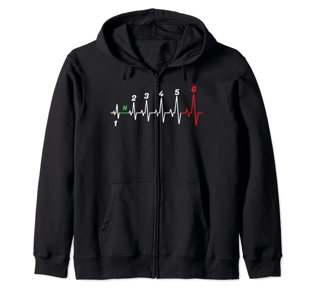 Car Heartbeat Gear Shift Auto Racing Motocross Motorcycle Zip Hoodie