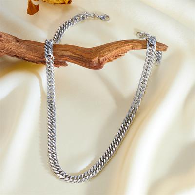 Niche Style Stainless Steel Double-sided Grinding Chain 60cm Necklace Cold Personality Antique Thick Chain Collarbone Chain Personality