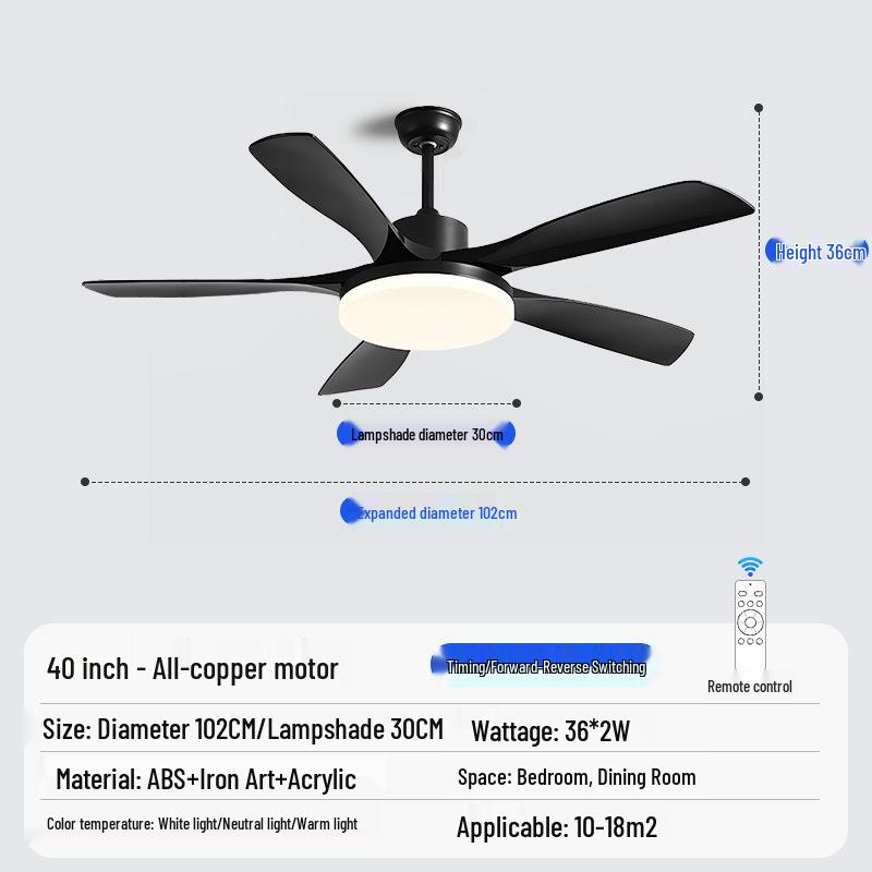 Nordic Industrial-Style Silent Ceiling Fan Chandelier for Home or Commercial Use