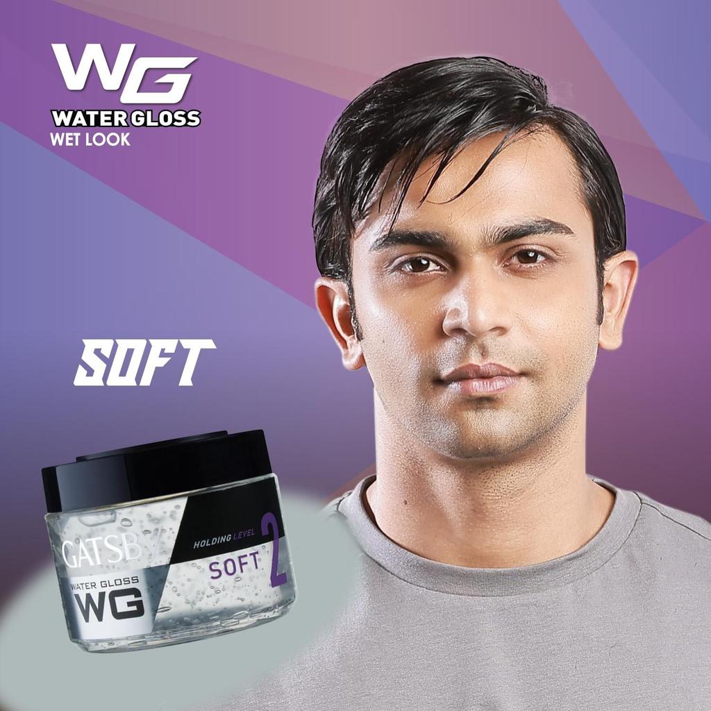 Gatsby Water Gloss Hair Gel For Men 300ml – Soft Wet Look, Long Lasting Shine, Easy Wash, Non Sticky, Level 2 Hold, Daily Hair Styling