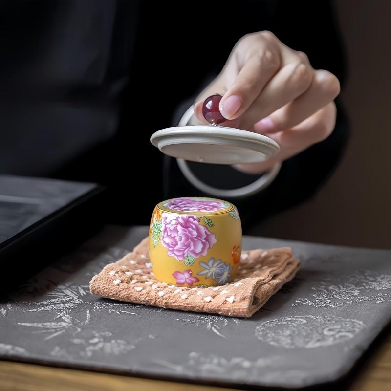 1pc Ceramic Cover Set Vintage Household Enamel Color Kung Fu Tea Ceremony Accessories Single Put Teapot Cover Bowl Cover Bracket