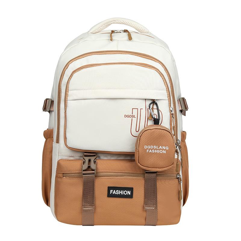 

Contrasting color backpack Female student schoolbag College niche lightweight backpack Simple casual junior high school student backpack