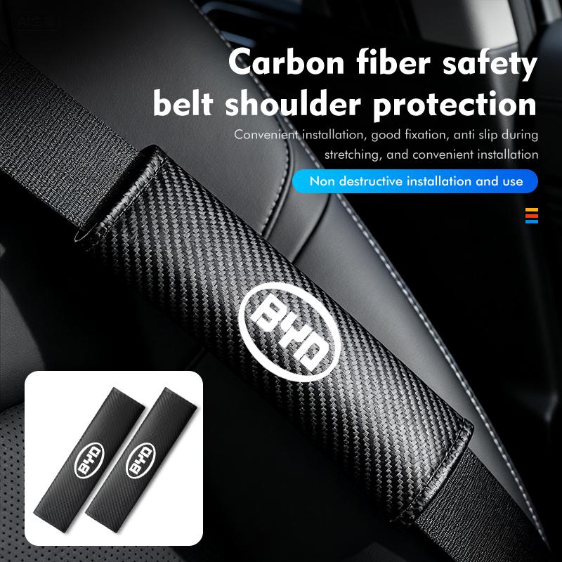 Carbon Fiber Car Seat Belt Cover Cushion Safety Belt Protection Pad Auto Accessories For BYD Tang F3 E6 Atto 3 Yuan Plus Song