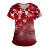 Women's Printing Uniform Work Uniform V-neck Pockets Basic Short Sleeve Pullover Top