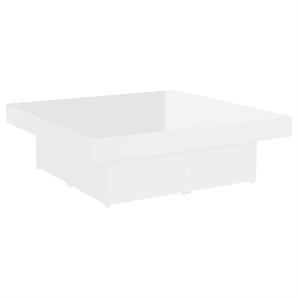 Glänzender weißer Couchtisch 90 x 90 x 28 cm Holzwerkstoff
