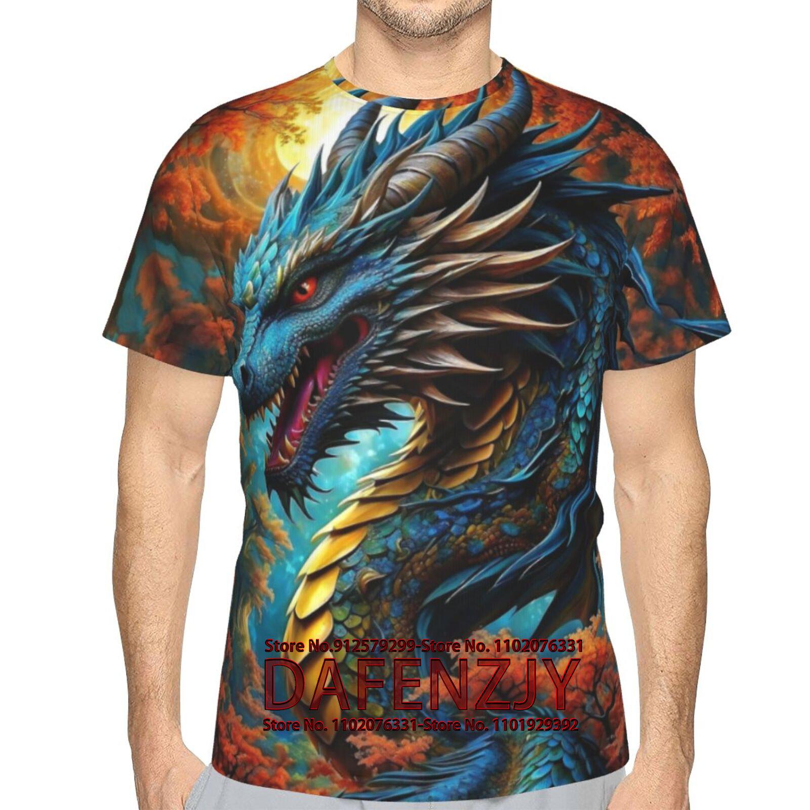 

Мужская футболка с драконом, летние футболки с коротким рукавом, топы, футболка с изображением животных, футболка с рисунком аниме S золотой