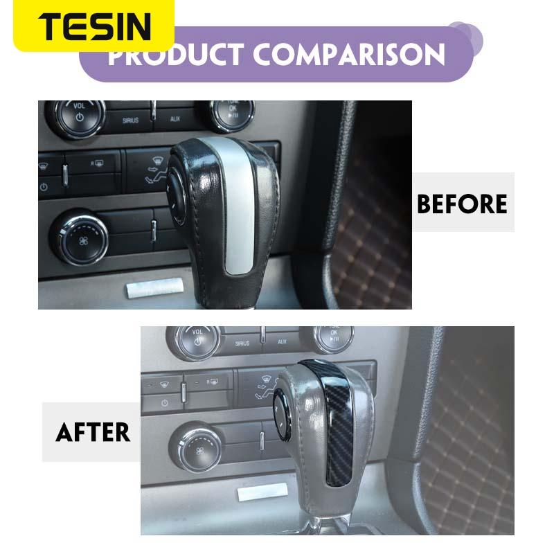 TESIN Car Gear Shift Head Decoration Cover Stickers for Ford Mustang 2010 2011 2012 2013 2014 Interior Mouldings Accessories