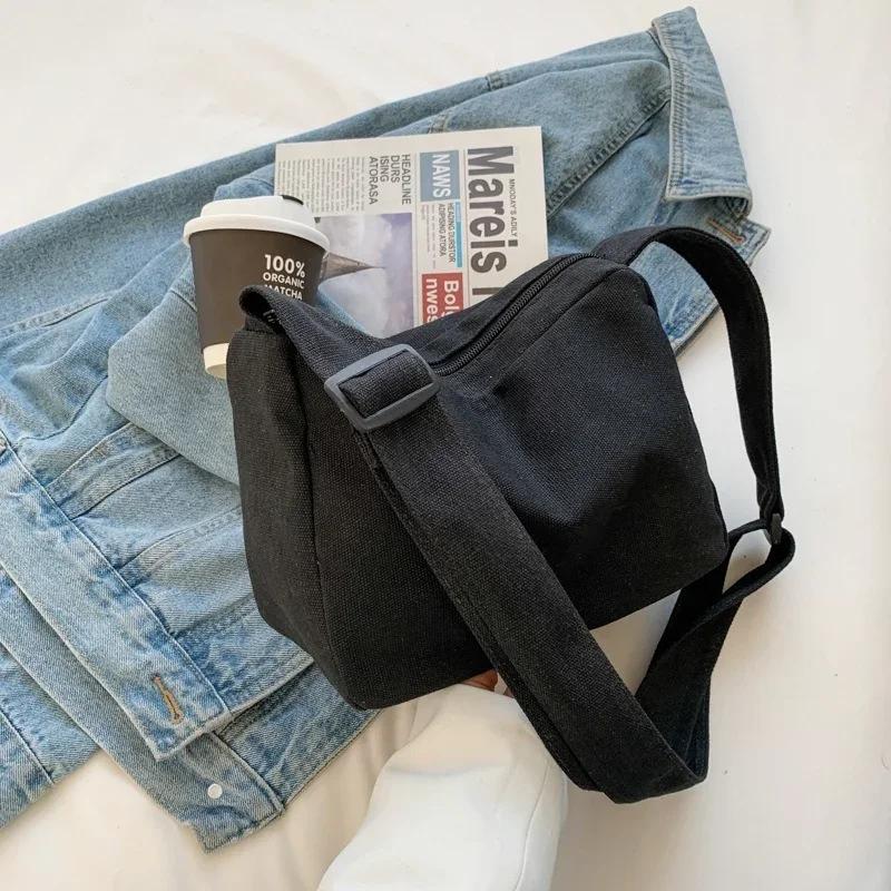 Large-capacity Shoulder Bag New Women's Fashion Simple Commuter Messenger Tote Canvas Bag