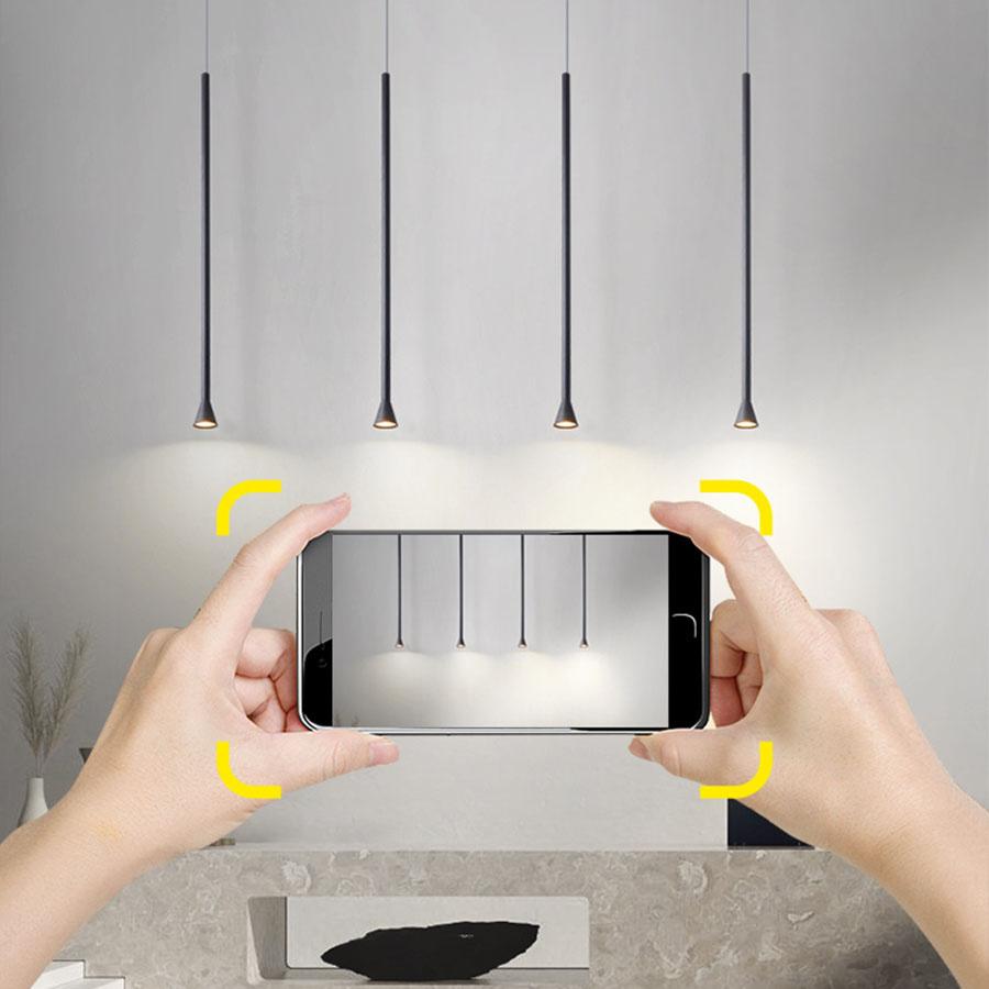 Creative Art LED Pendant Lights Long Tube Lamps Kitchen Dining Room Shop Bar Decoration Cord Pendant Lamp Background Lights