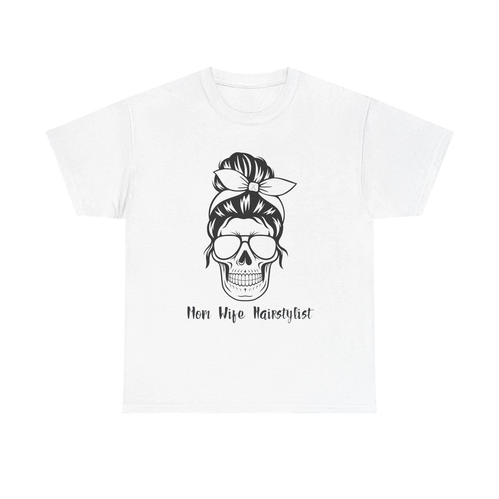 Skull Hair-Bun with Bandana T-Shirt | Hair Stylist Tee S