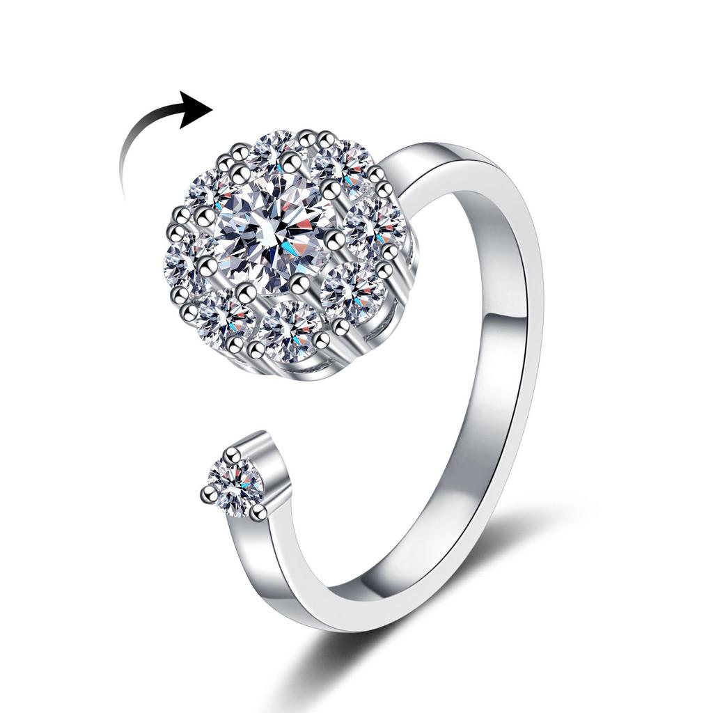 Všestranný otočný prsten se zirkony postříbřený – Ulevte úzkosti a stresu