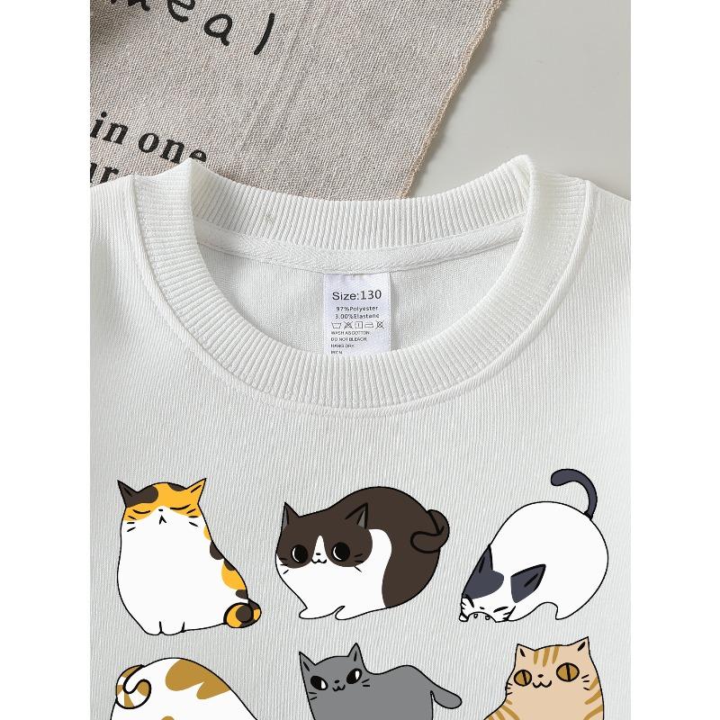 European sizes Kids' Round Neck Fashion Sweatshirt Featuring Adorable Animal Prints,  Casual Comfortable
