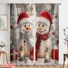 2pcs,2D plane printing Curtain Popular Cute Snowmen Christmas Gifts_d (2) Versatile Fabric (without rod) Holiday Ldeal for