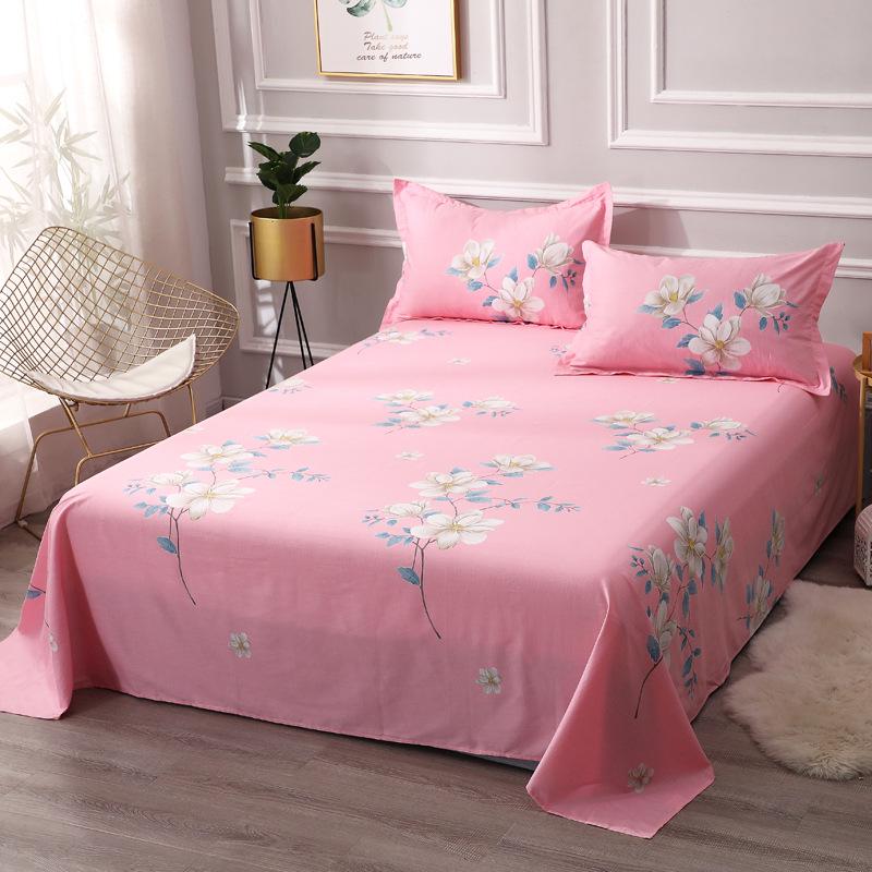 Simple Cotton Bed Sheet for Double Bed - Suitable for Summer & Student Dormitory, 40 Count, All Seasons