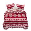 Christmas Snowflake Plaid Printing Quilt Cover Home Textile Bedding Three-Piece Set