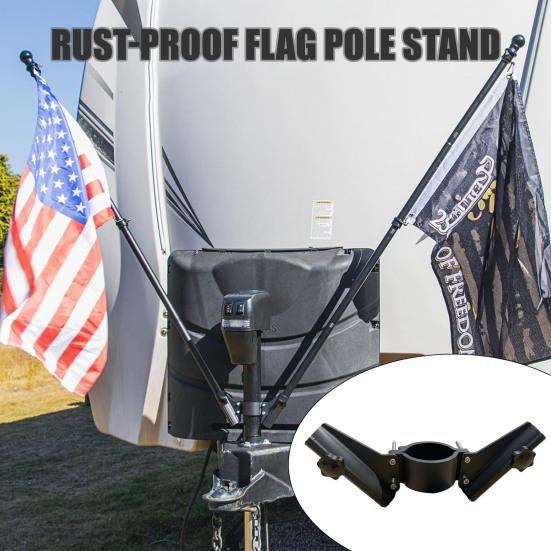 Yousheng Dual Flag Pole Mount, Aluminum Dual Flag Holder for Trailer Hitch, Fits 2-2.25 Inch Receivers, Heavy Duty RV Flag Stand, Outdoor Camping