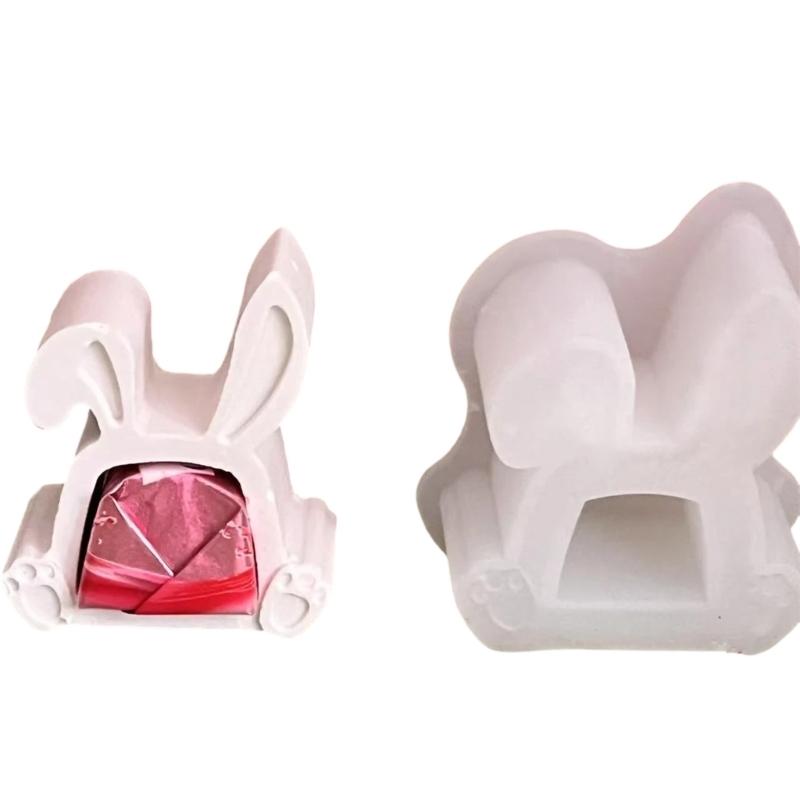 Rabbits Shaped Silicone Mould Heat Resistant Easy Cleaning Detailed Easters Candle Making Supplies