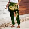Women Butterfly Printing Pants Lace Up Elastic Waist Loose  Trousers Casual Long Pants Trousers with Pockets