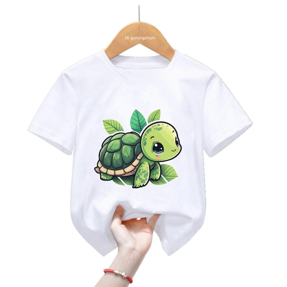 Kawaii Sea Turtle Print Tshirt For Girls/Boys Cool Kids Clothes Harajuku Shirt Lovely Children Clothing Summer Fashion T-Shirt