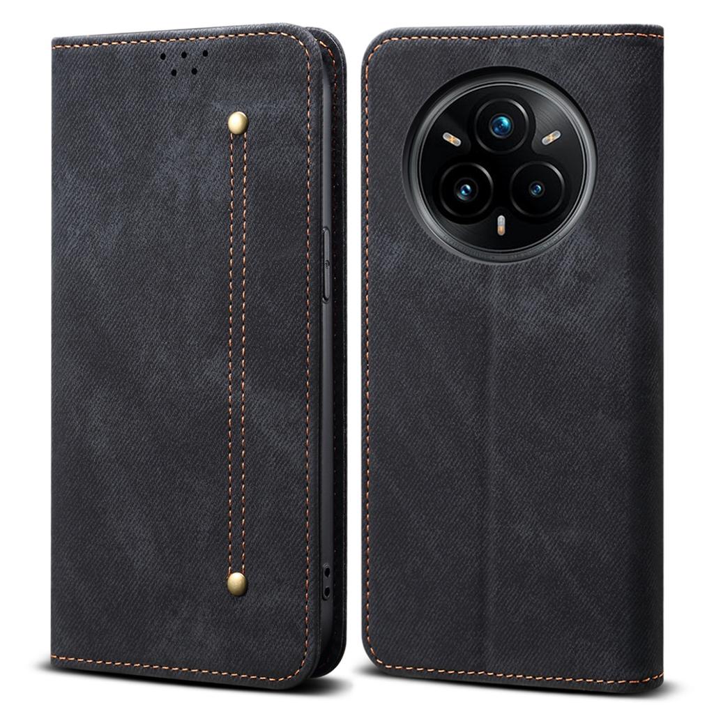 For Realme 14 Pro+ 5G Case Jeans Cloth Texture Anti-Scratch Leather Stand Phone Cover