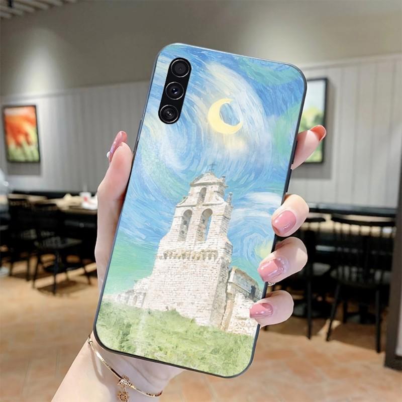 Custodia per Telefono con Illustrazione Pittura ad Olio per Realme GT 2 9i 8i 7i Pro X50 X2 C35 C21 C20 C11 C3 Cover Nera Morbida