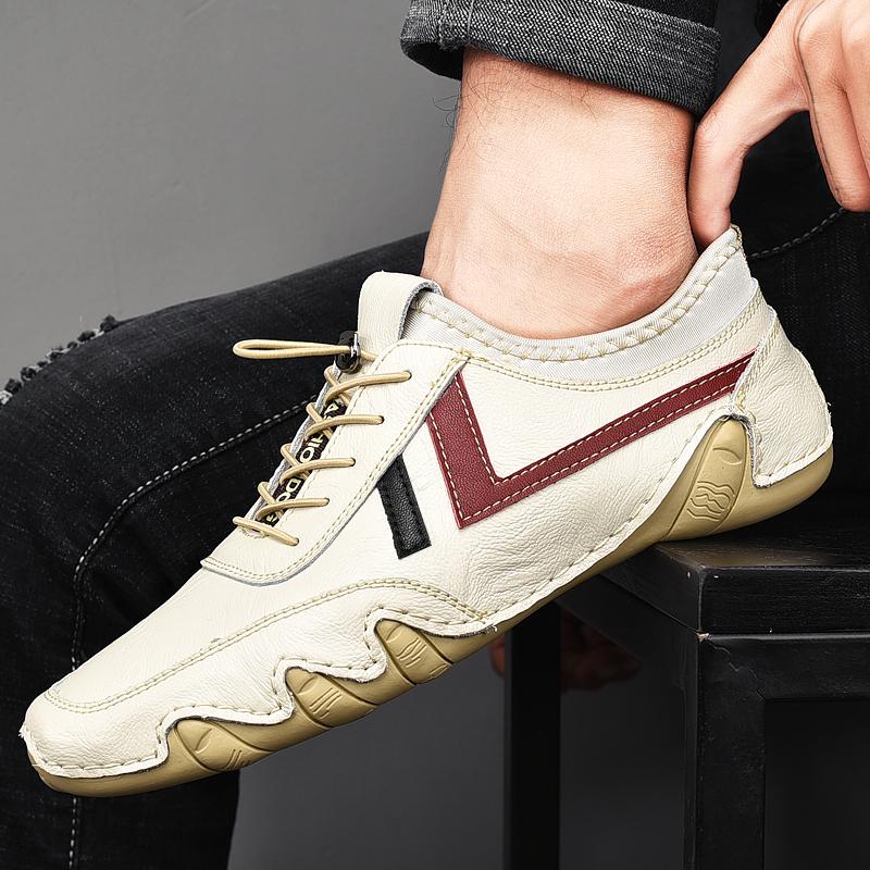 Men Leather Shoes Versatile Daily Sneakers Casual Loafers Comfortable Soft Driving Anti-slip Wearable Walking Shoes Flats Shoes